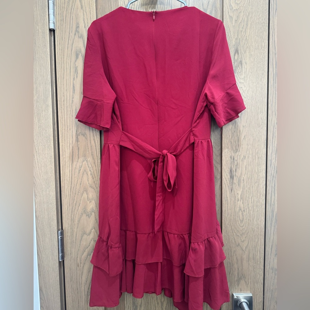Elegant Red Ruffle Dress - Picture 3 of 3